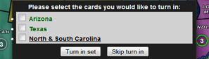 Turning in Cards
